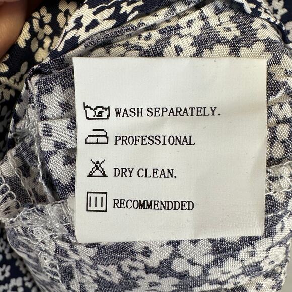 COZY Blue And White Floral V Neck Shift Dress Womens Size Large NWT Lightweight - Picture 13 of 15